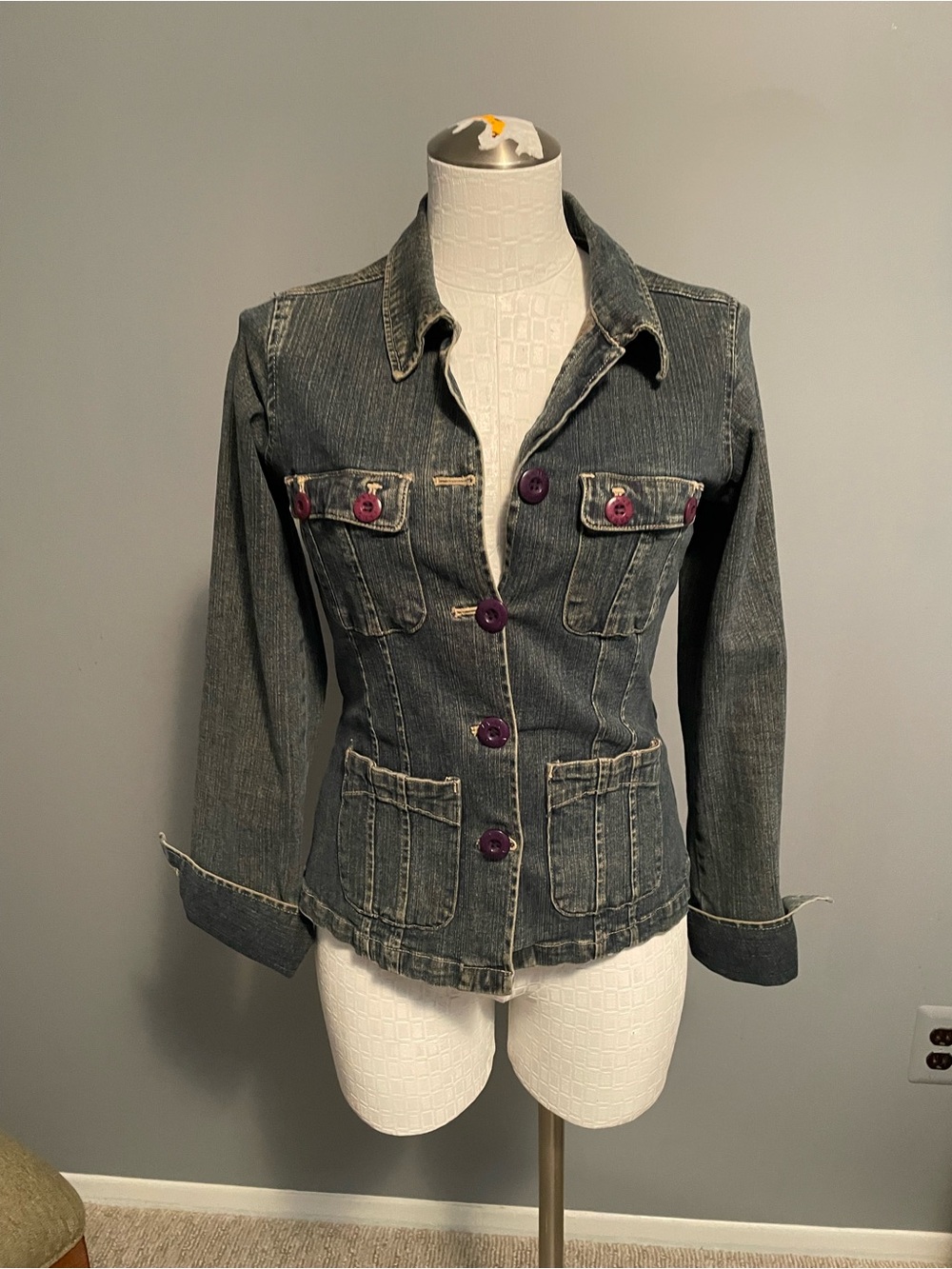 Vans Denim Jacket with Purple Buttons